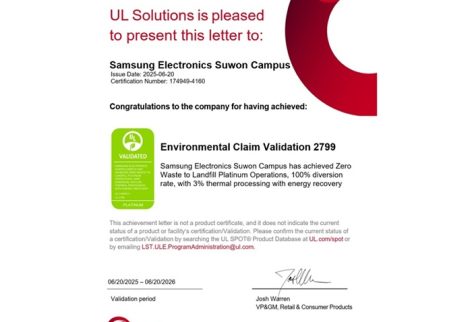 Samsung Electronics Achieves UL Solutions’ ‘Zero Waste to Landfill’ Platinum Designation (1)